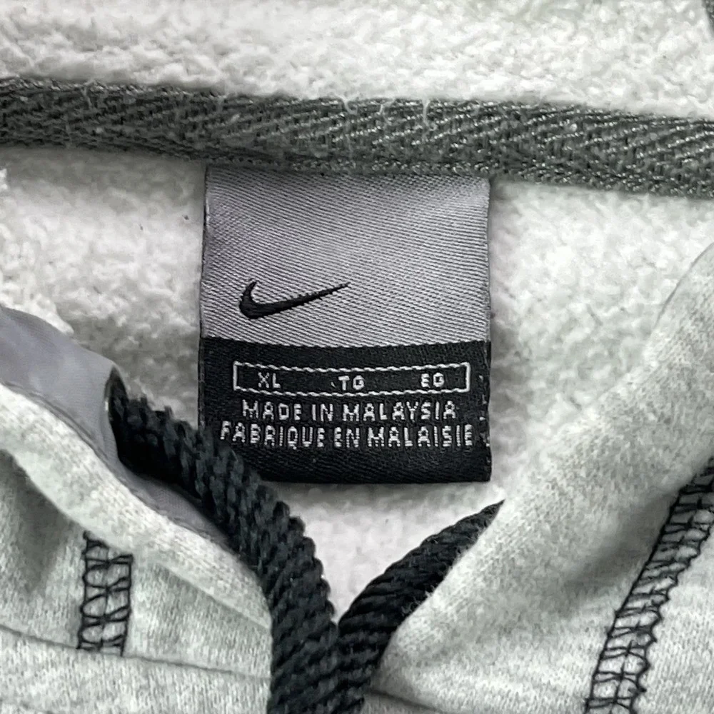 Y2K Nike Hoodie Mens XL Gray Fleece Kangaroo Pocket Pullover Arm Spell‎ Out